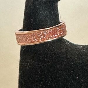 Rose gold plated sparkle textured ring unsigned estate jewelry size 12